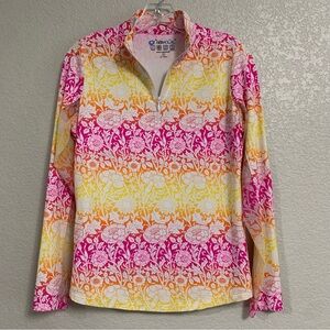 Ibkul Shirt Top Womens M Golf Tennis Jesse Print  UPF50 Mesh Vent 1/4 Zip